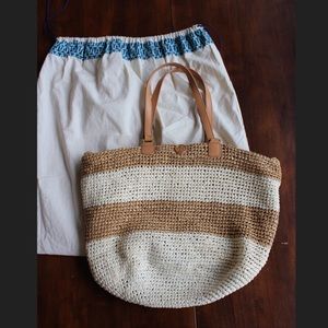 Tory Burch striped woven beach bag